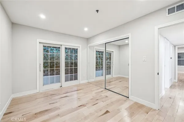 a view of a glass door with a glass door