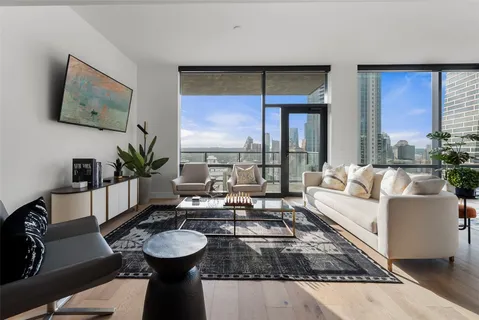 a living room with furniture