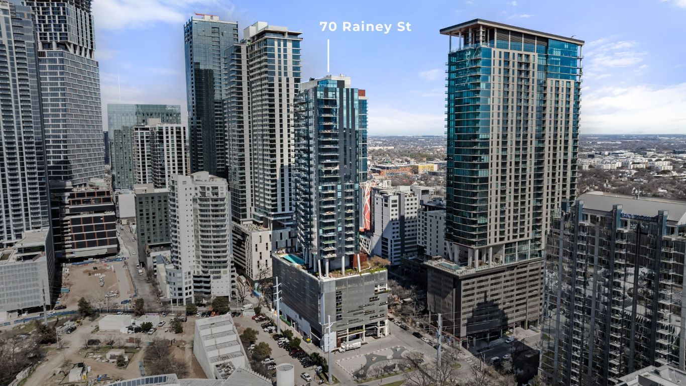 70 Rainey Street, Unit 2606 Austin, TX 78701 - Photo 34 of 37 a view of a city with tall buildings