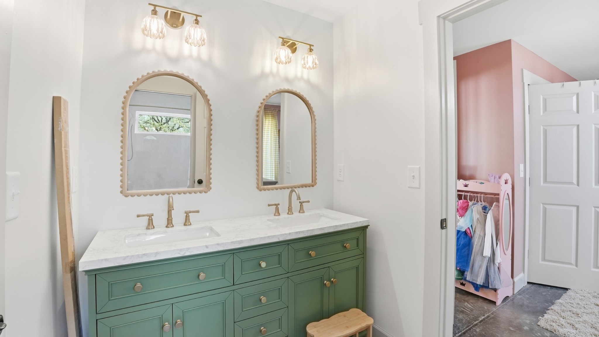318 Robinson Road Dellrose, TN 38453 - Photo 28 of 56 a bathroom with a double vanity sink and a mirror
