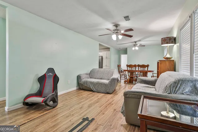 a living room with furniture