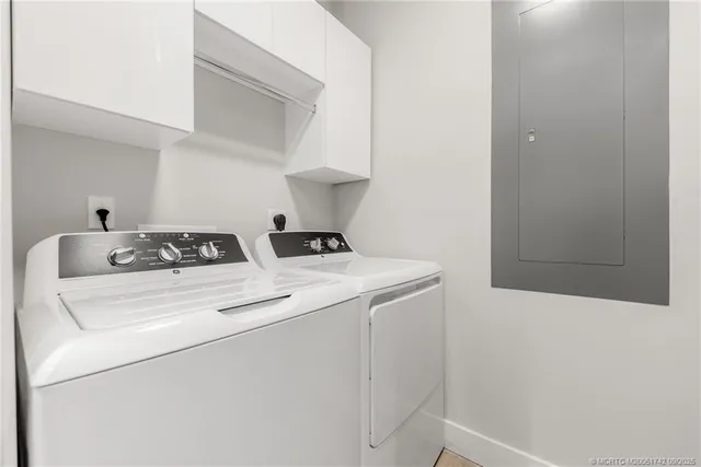 an aerial view of a house with a garden