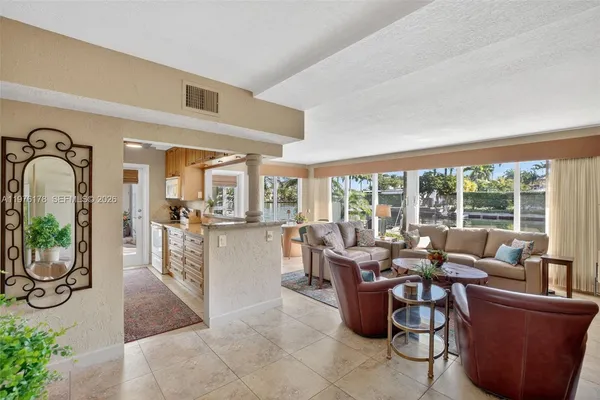 a building outdoor space with patio furniture