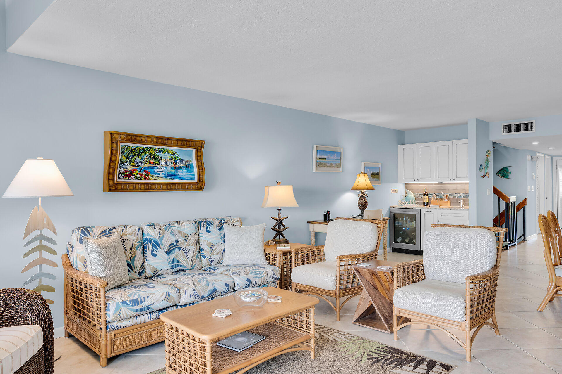 1133 West Ocean Drive, Unit 6 Key Colony Beach, FL 33051 - Photo 11 of 73 a living room with furniture and a chandelier