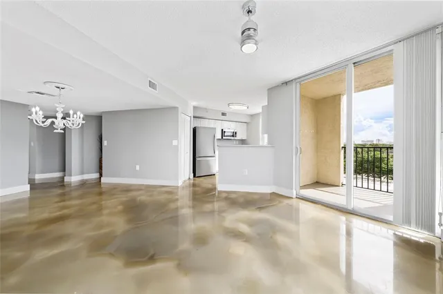a view of a livingroom with a chandelier