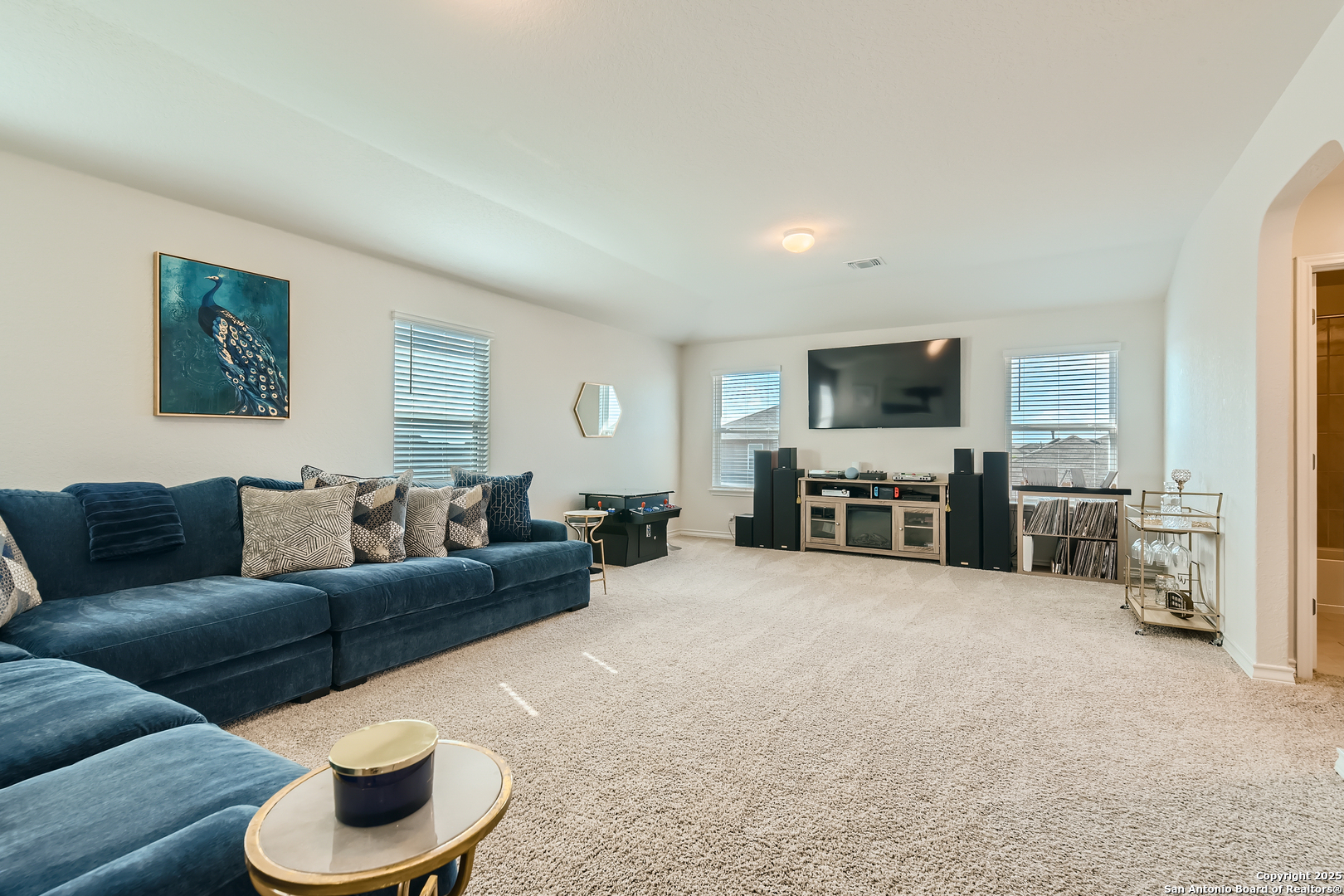 13322 Silky Rye San Antonio, TX 78254 - Photo 25 of 44 a living room with furniture and a flat screen tv