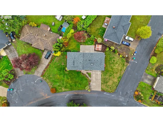 an aerial view of a house
