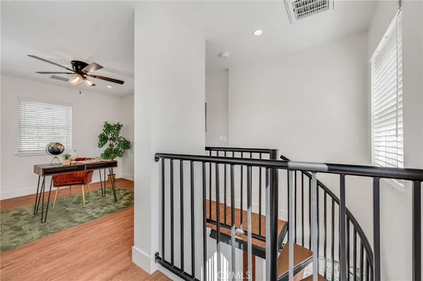 a view of a bench in a balcony