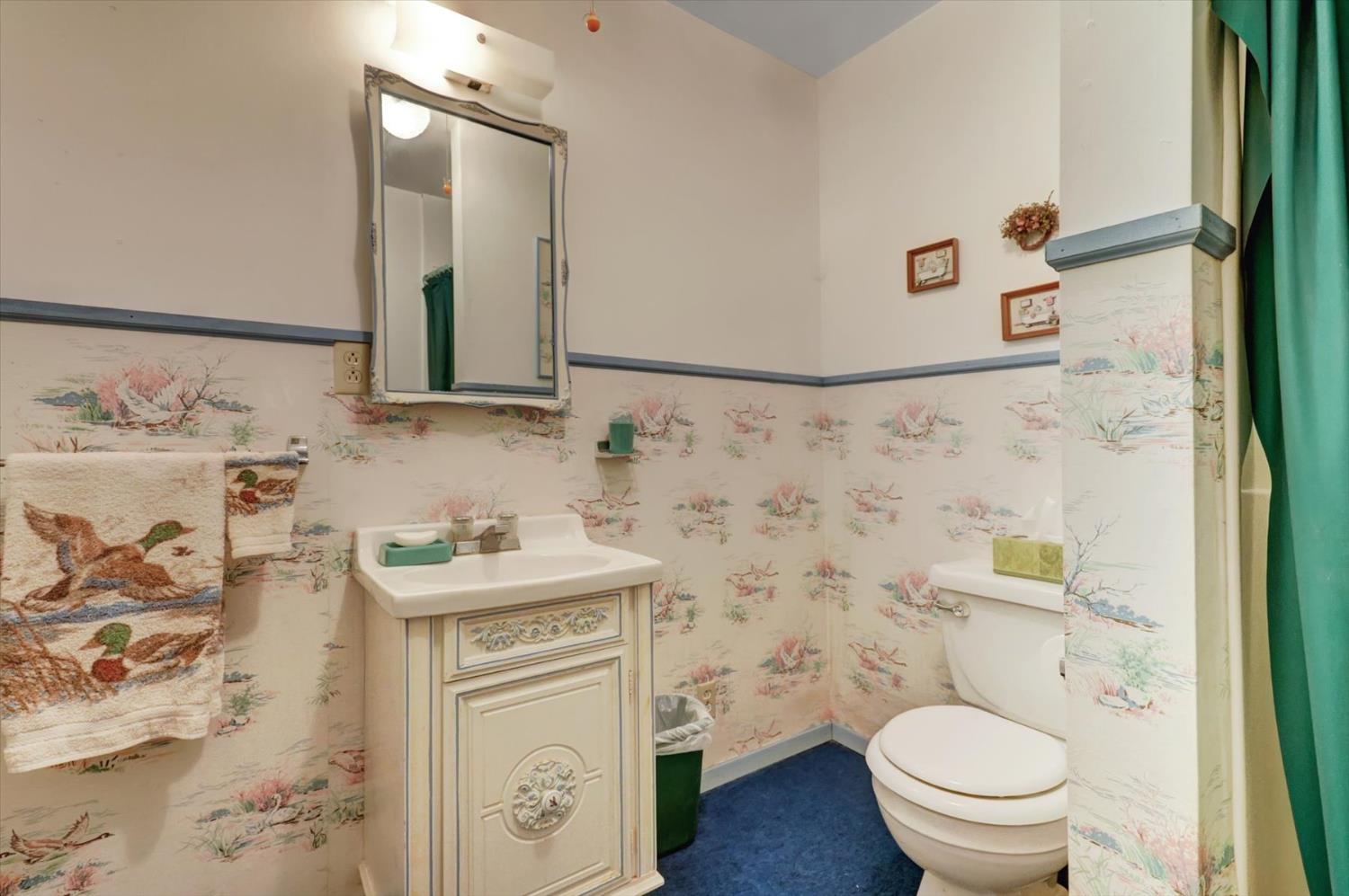 351 Silver Tip Springs Road Strawberry Valley, CA 95981 - Photo 25 of 57 a bathroom with a sink a toilet and a mirror