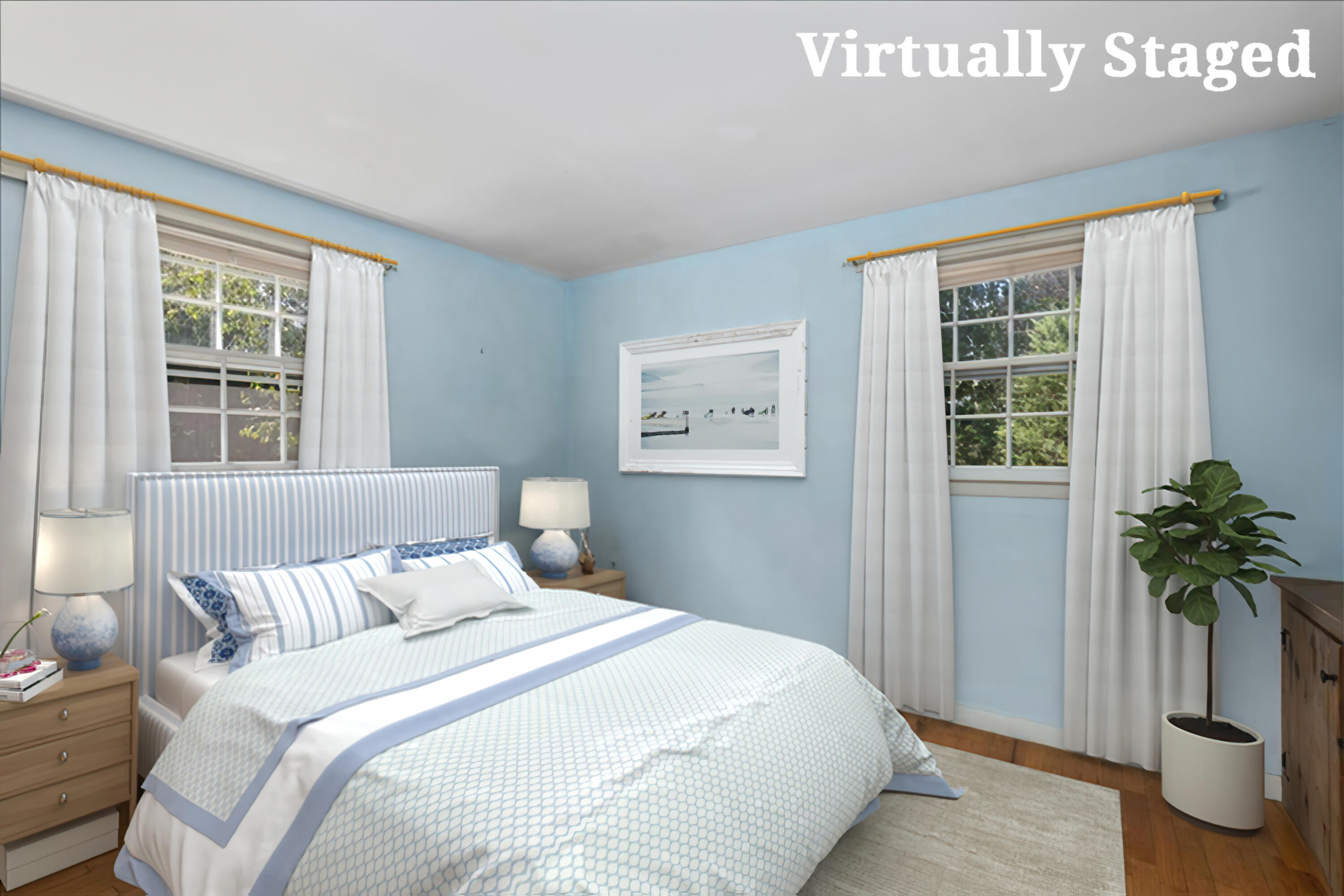 34 Scatteree Road North Chatham, MA 02650 - Photo 28 of 40 a bedroom with a bed and a potted plant