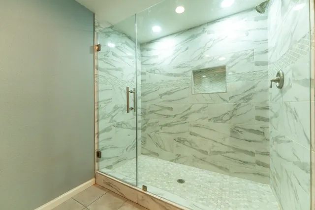 a bathroom with a shower