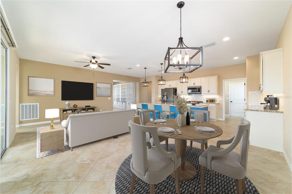 5670 Northwest 39th Lane Ocala, FL 34482 - Photo 7 of 61 a living room with furniture a flat screen tv and kitchen view