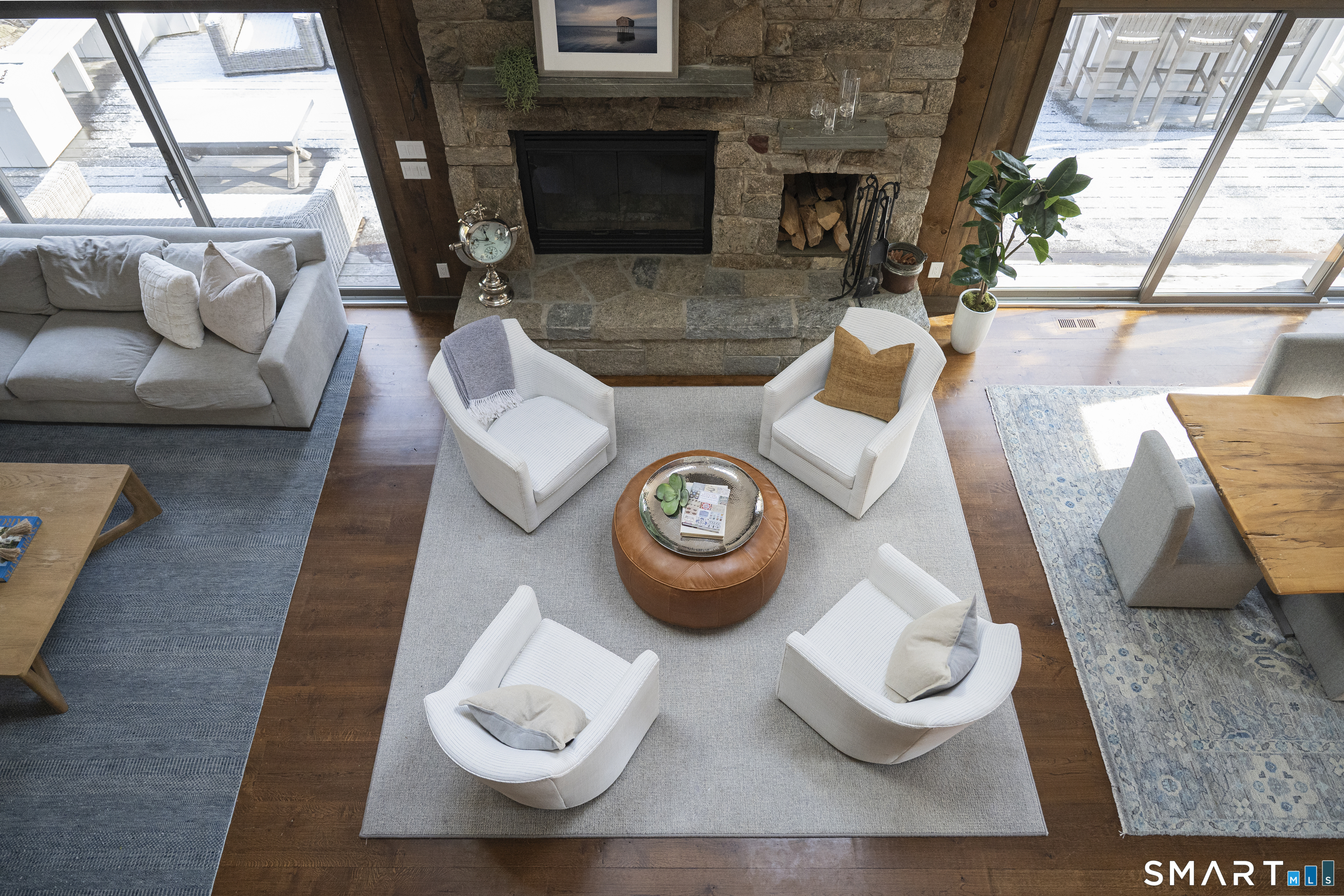 107 Parade Hill Road New Canaan, CT 06840 - Photo 10 of 28 a living room with furniture and a fireplace