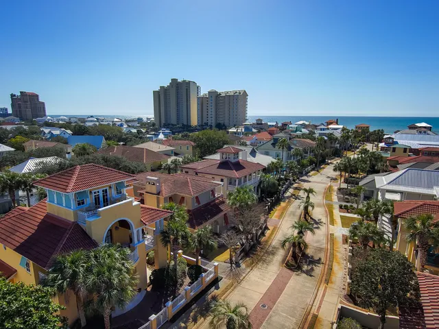 an aerial view of multiple house