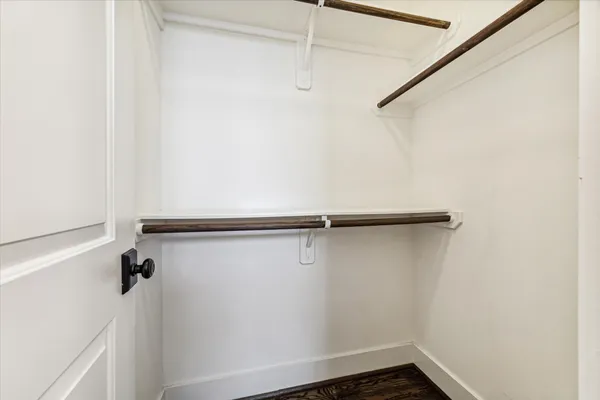a view of small space with racks on the wall