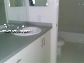 a bathroom with a sink toilet and mirror