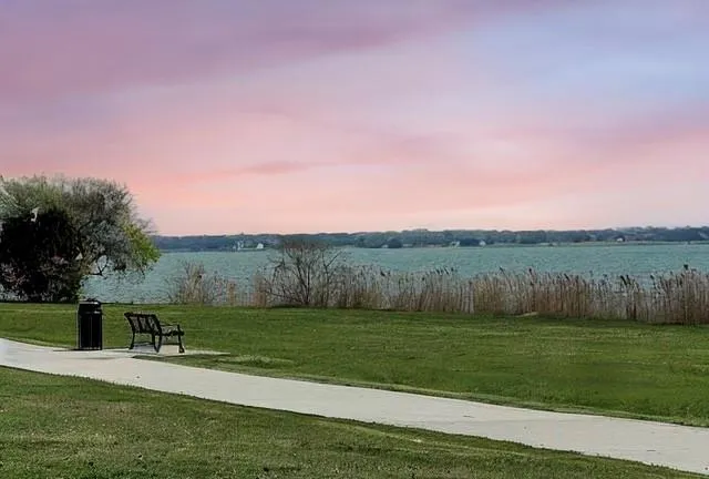 a view of a grassy field with grass