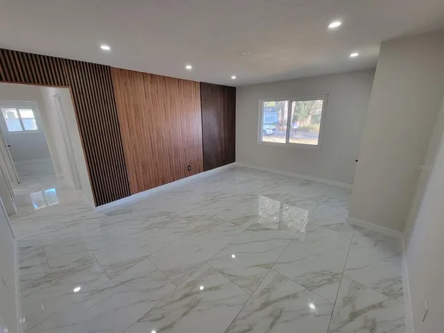 an empty room with windows