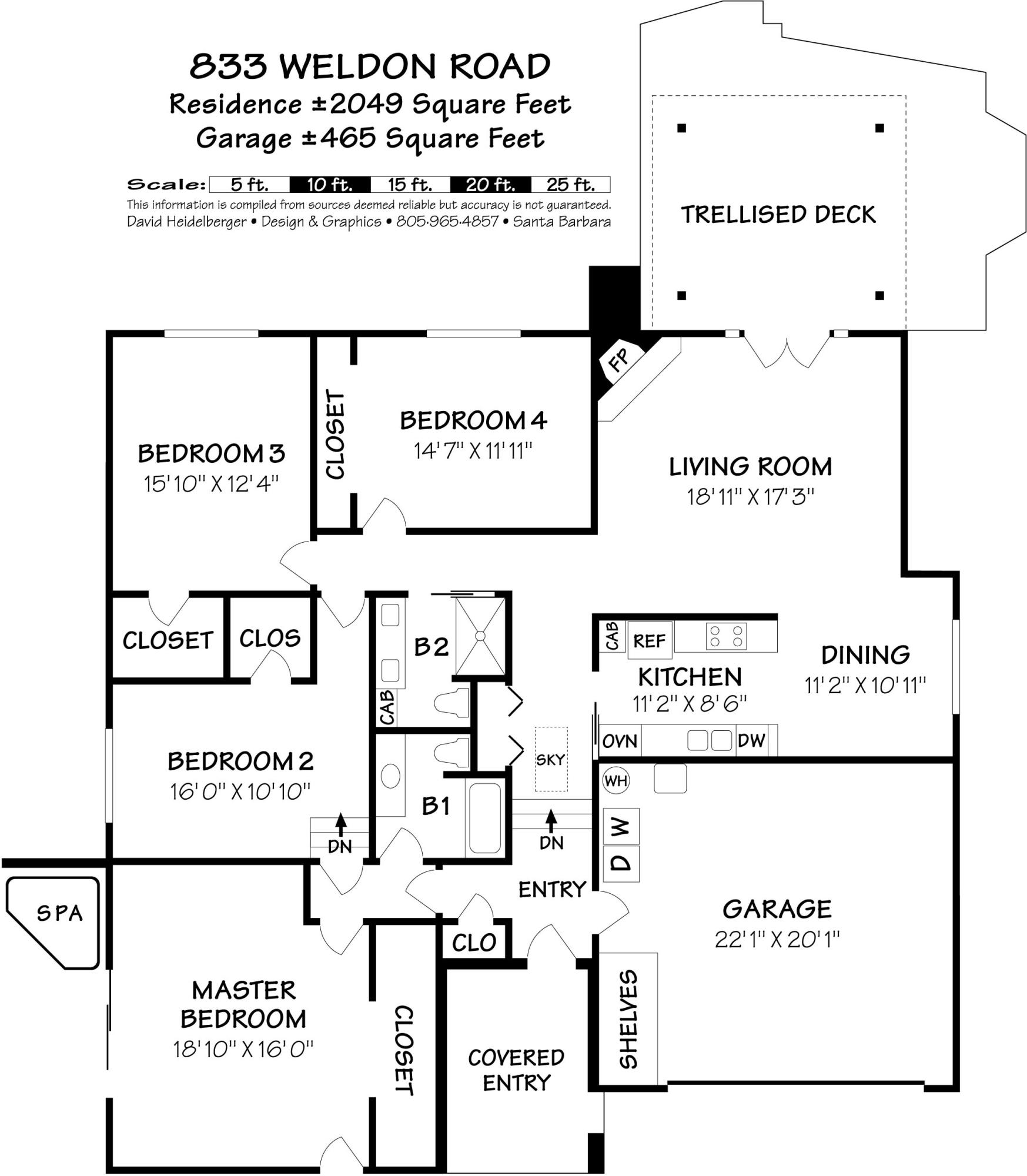 833 Weldon Road Santa Barbara, CA 93109 - Photo 22 of 22 Floor Plan - Weldon