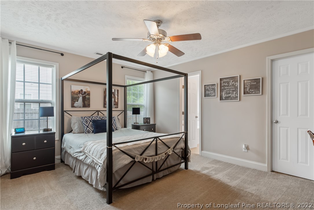 191 Quarry Lane Raeford, NC 28376 - Photo 21 of 42 a bedroom with a bed chandelier and a window
