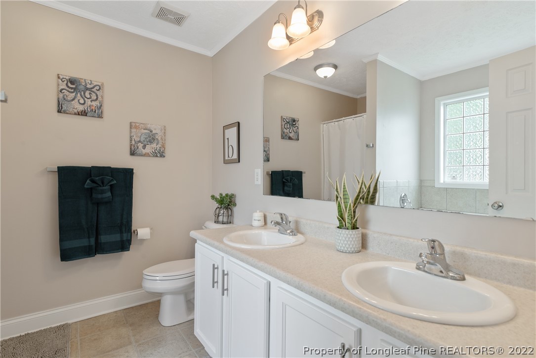 191 Quarry Lane Raeford, NC 28376 - Photo 25 of 42 a bathroom with a toilet sink and mirror