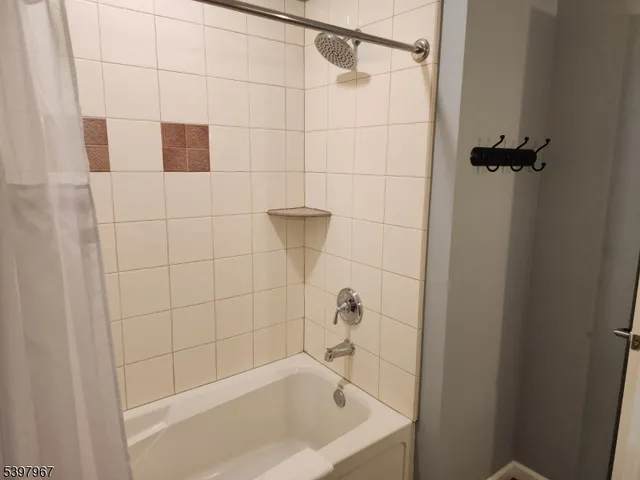 a bathroom with a bathtub