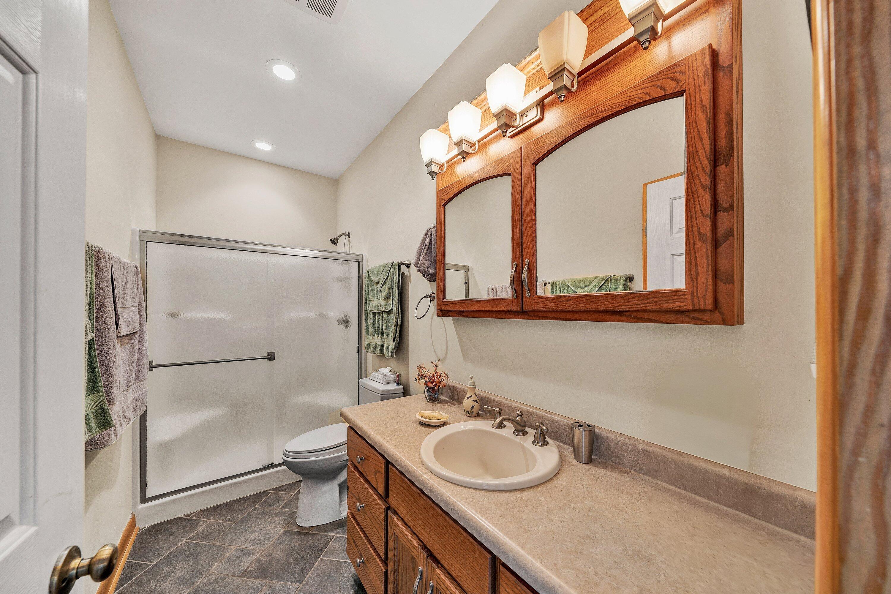 23 Waterpoint Court Moneta, VA 24121 - Photo 17 of 38 a bathroom with a sink a toilet and a mirror