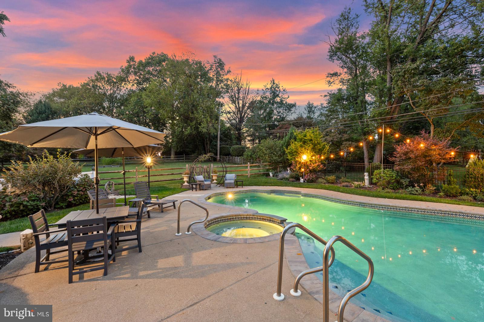 517 Georgian Road Glenside, PA 19038 - Photo 70 of 80 Serene poolside at sunset glow.