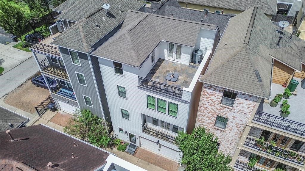 706 Allston Street, Unit B Houston, TX 77007 - Photo 27 of 33 an aerial view of a house with a yard and potted plants