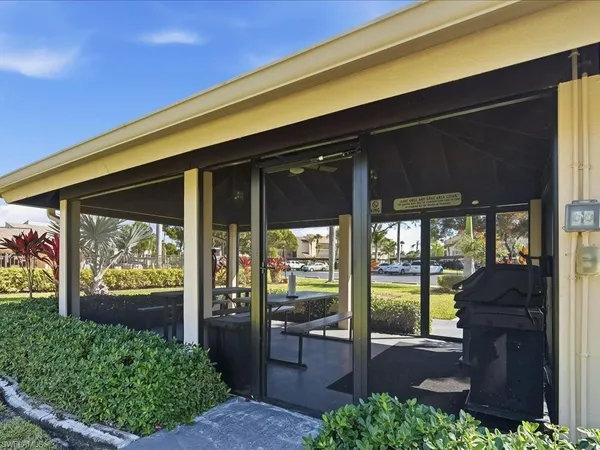 a view of outdoor space with seating area