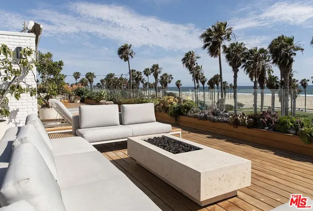 a view of a park with palm trees