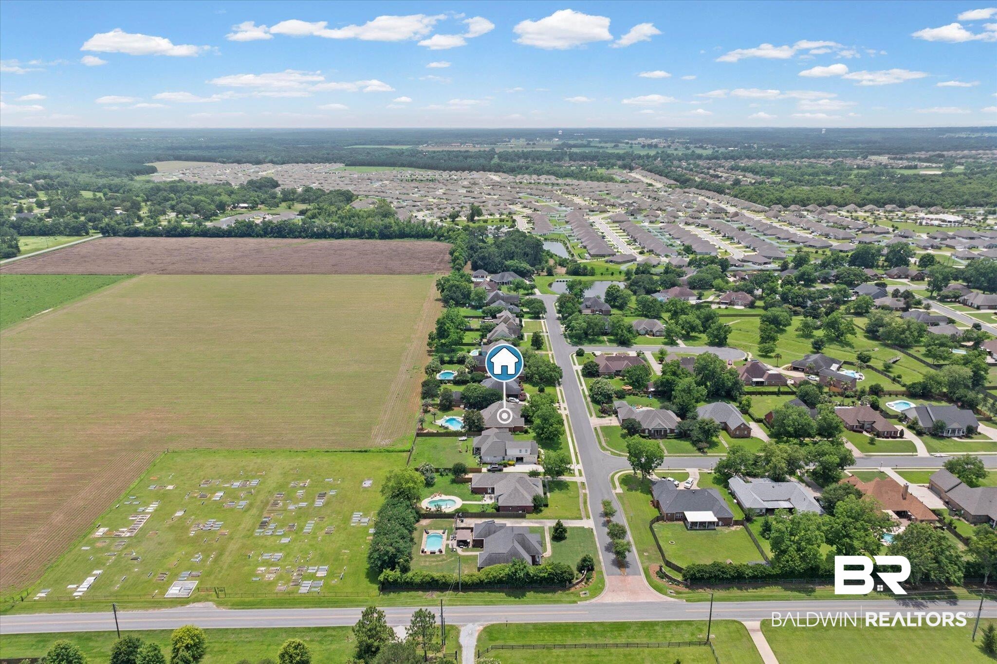 24908 Bosbyshell Avenue Daphne, AL 36526 - Photo 41 of 49 Aerial perspective showcasing the property marker within a residential neighborhood
