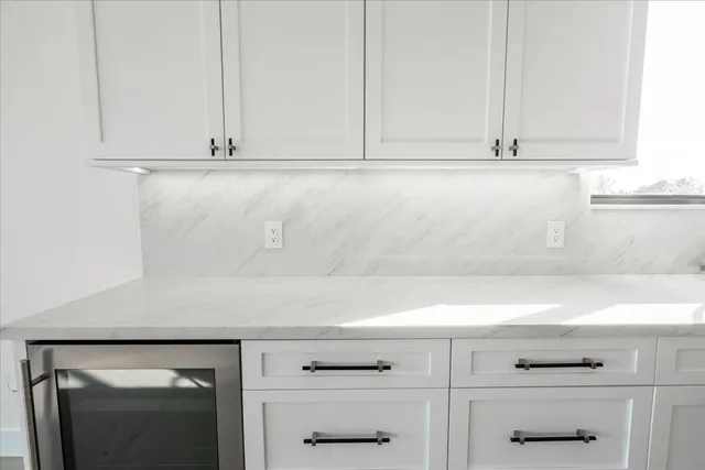 a bathroom with a shower curtain