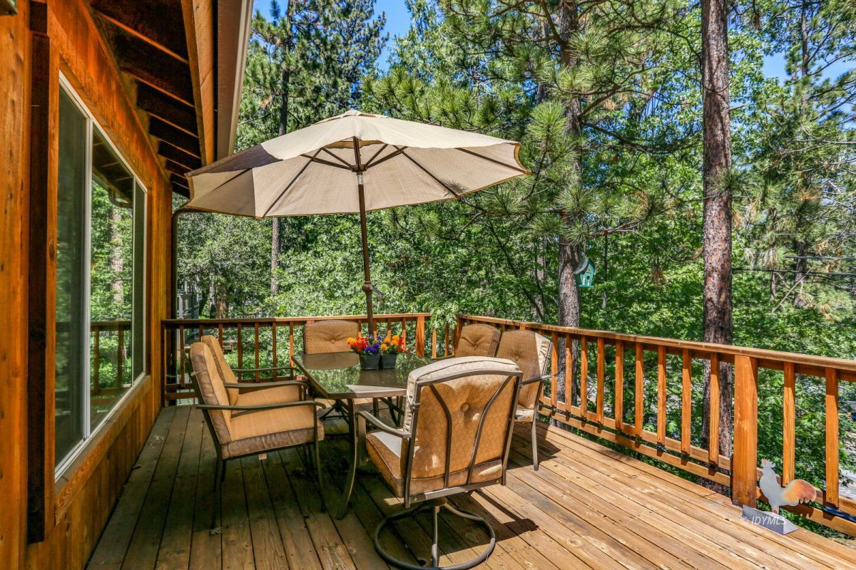 53553 Tollgate Road Idyllwild, CA 92549 - Photo 4 of 35 a view of balcony with furniture and umbrella