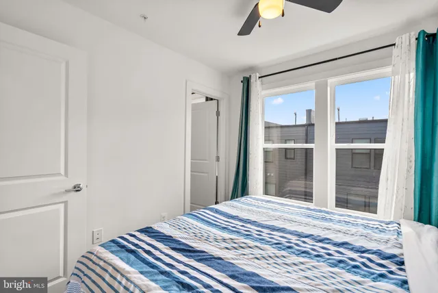 a view of a brick building from a balcony