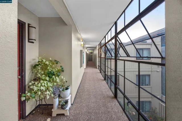 wooden floor with windows and stairs