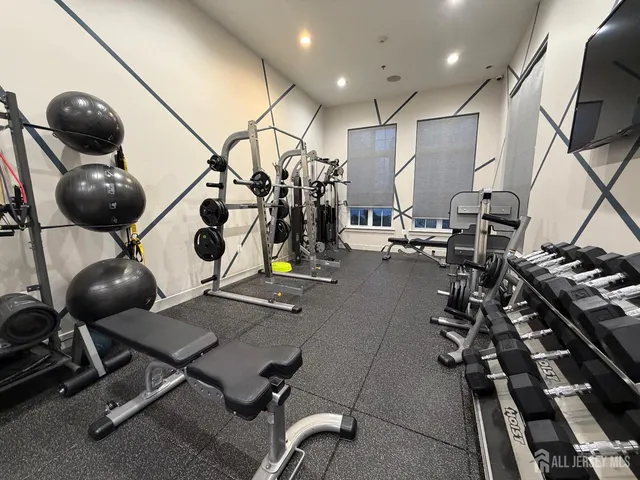 a view of a room with gym equipment