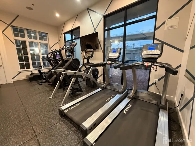 a view of a room with gym equipment
