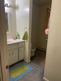53 Miller Road Mill Run, PA 15464 - Photo 8 of 18 a bathroom with a sink a toilet and a mirror