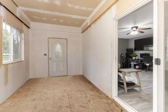 a view of workspace with a bathroom