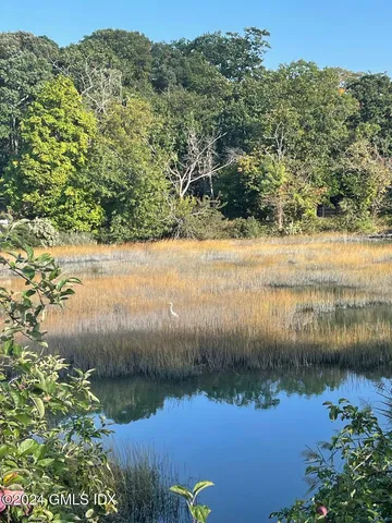 a view of a lake with a yard