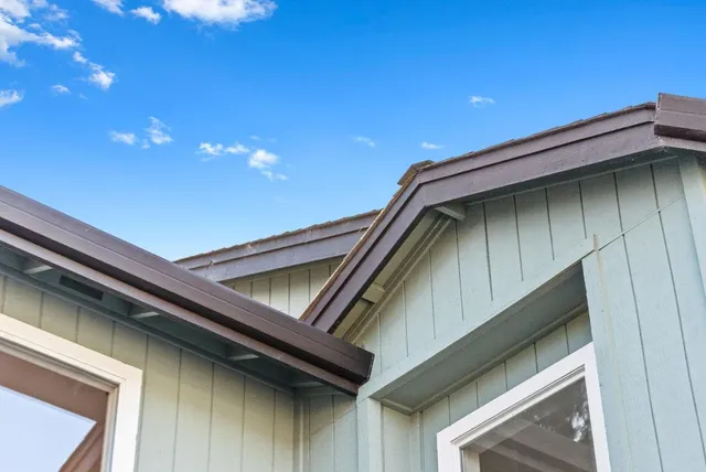 a couple of potted plants in front of door
