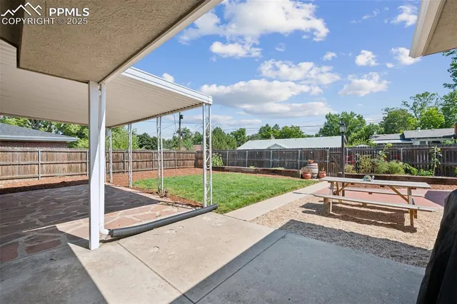 a view of a park with slide