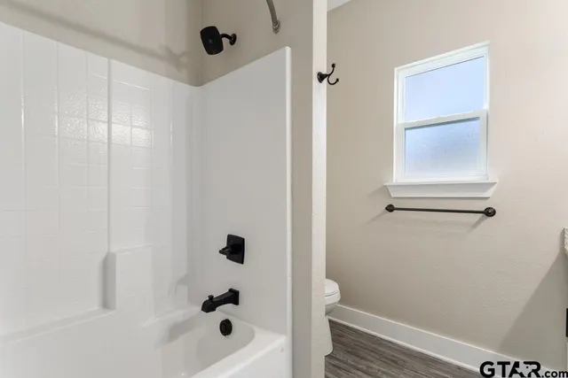 a bathroom with a window