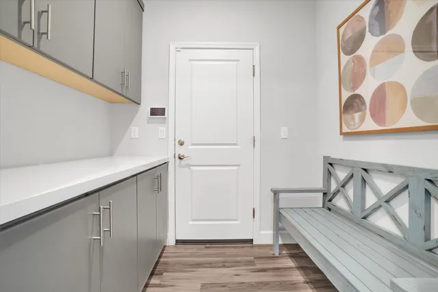 a view of a hallway with staircase