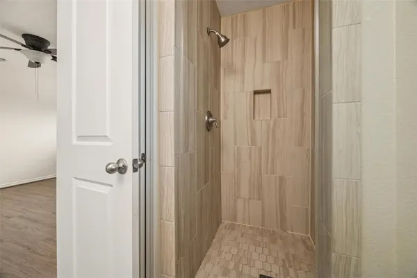 a bathroom with a shower