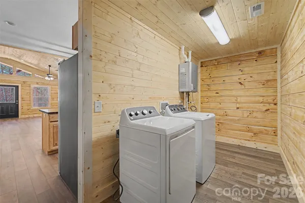 a view of a wooden bridge from a balcony