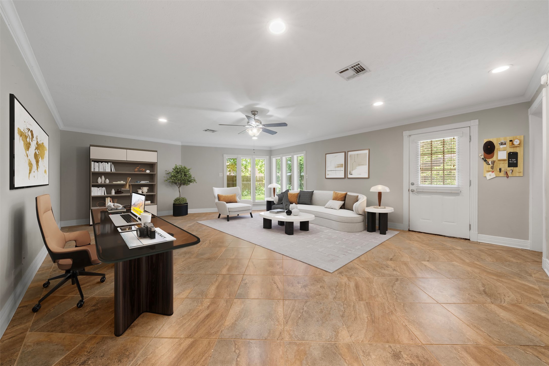 4307 Spellman Road Houston, TX 77035 - Photo 15 of 31 This adaptable space has been virtually staged to showcase its potential. Suitable as an office, large game room, workout area, or even a guest room, it awaits your personal design.
