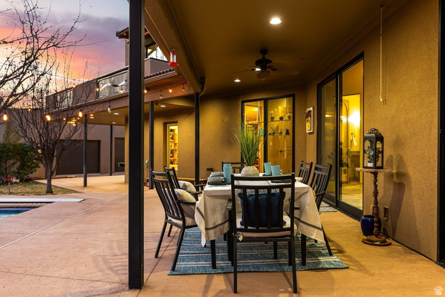 98 Bridge Road Rockville, UT 84763 - Photo 50 of 75 View of patio / terrace featuring ceiling fan and outdoor dining area