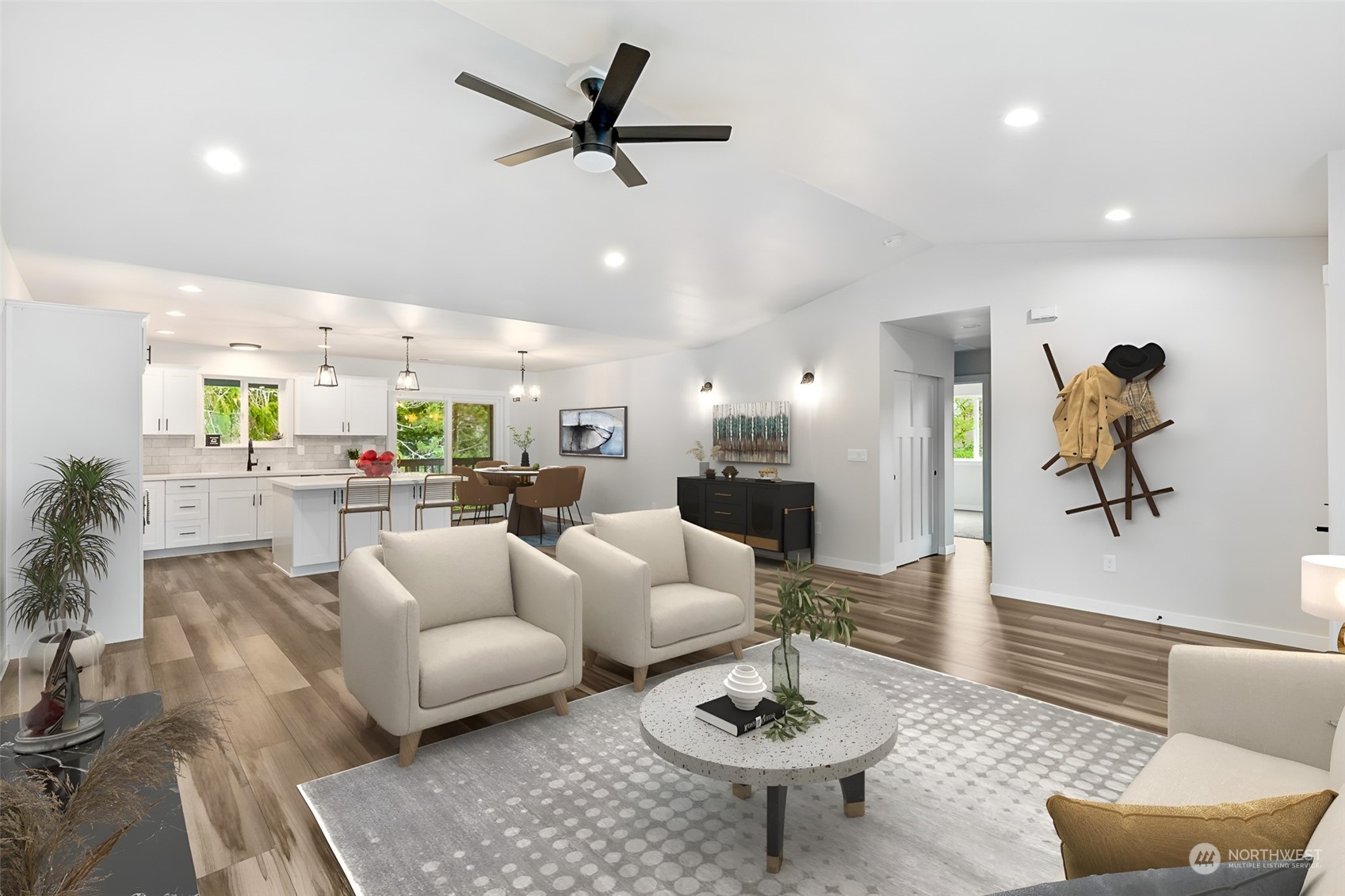 1808 Chilton Road Aberdeen, WA 98520 - Photo 7 of 20 a living room with furniture and kitchen view